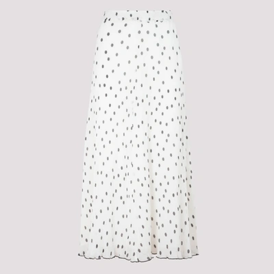 Shop Ganni Pleated Georgette Skirt In White