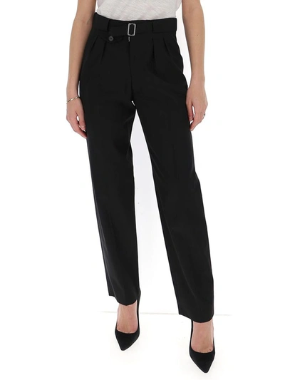 Shop Maison Margiela High Rise Belted Trousers In Black