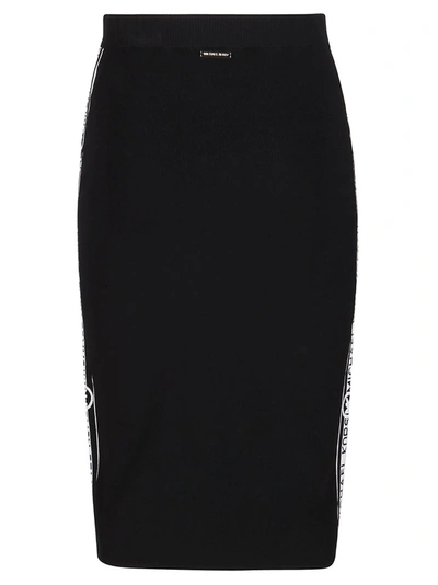 Shop Michael Michael Kors Logo Tape Midi Skirt In Black