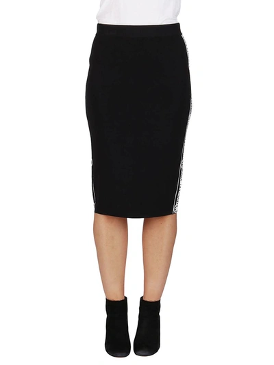 Shop Michael Michael Kors Logo Tape Midi Skirt In Black