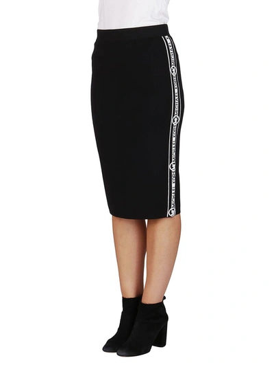 Shop Michael Michael Kors Logo Tape Midi Skirt In Black