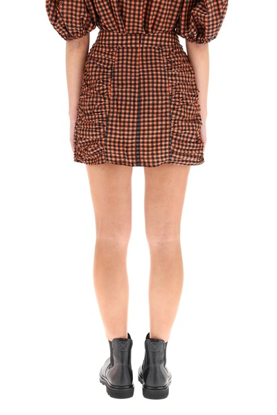 Shop Ganni Seersucker Checked Mini Skirt In Multi