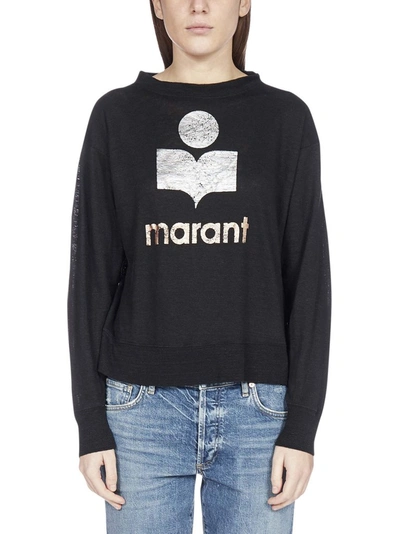 Shop Isabel Marant Étoile Logo Print Crewneck Sweatshirt In Black