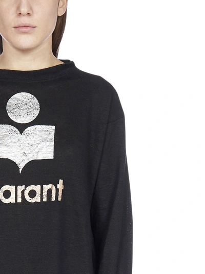 Shop Isabel Marant Étoile Logo Print Crewneck Sweatshirt In Black