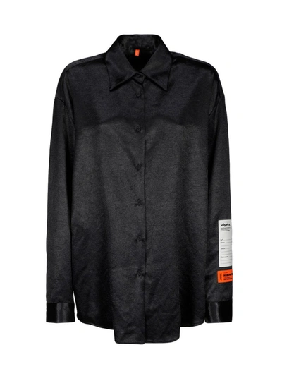 Shop Heron Preston Shining Satin Shirt In Black