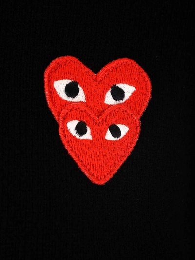 Shop Comme Des Garçons Play Overlapping Heart Cardigan In Black