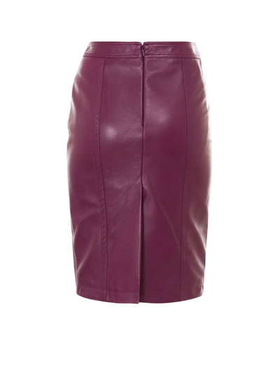 Shop Saint Laurent Leather Pencil Skirt In Purple