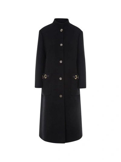 Shop Gucci Horsebit Detailed Coat In Black