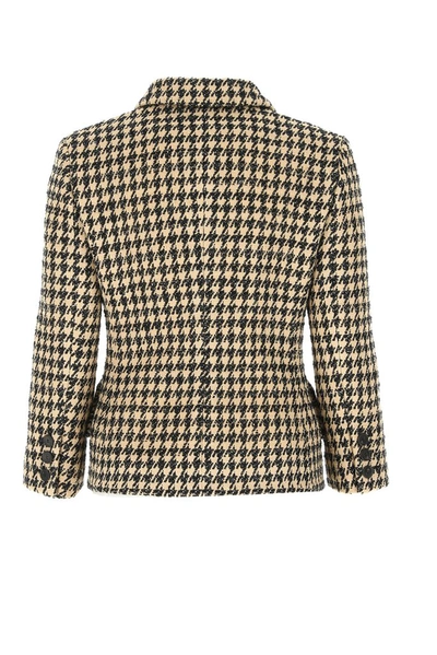Shop Dior Houndstooth Double Breasted Jacket In Beige