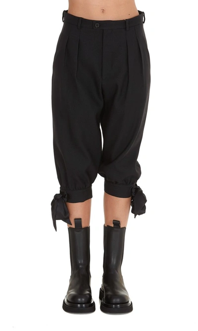 Shop Maison Margiela Tie Detail Cropped Trousers In Black