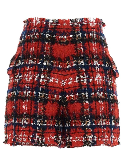 Shop Balmain Button Detail Tweed Shorts In Multi