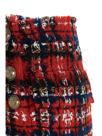 Shop Balmain Button Detail Tweed Shorts In Multi