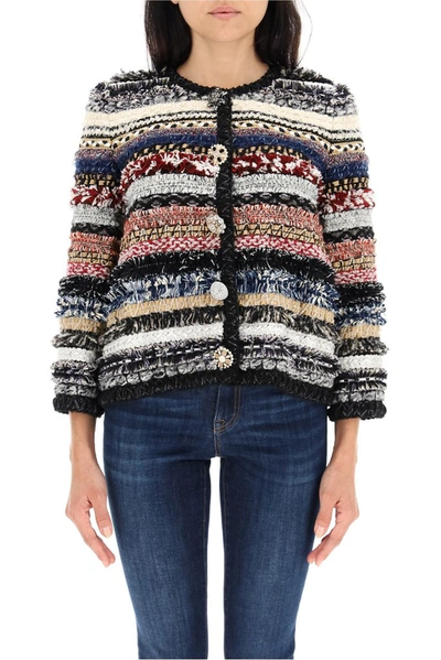 Shop Dolce & Gabbana Button Embellished Tweed Jacket In Multi