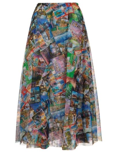 Shop Balenciaga All Over Postcard Print Skirt In Multi