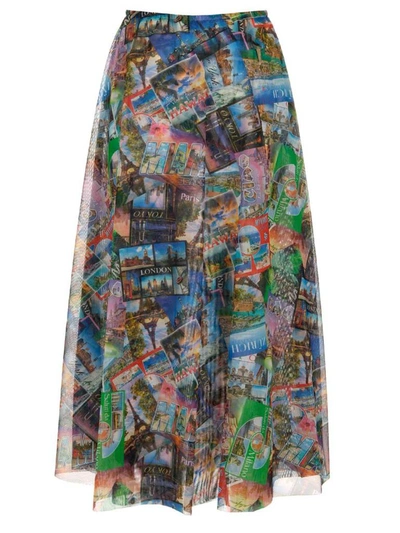 Shop Balenciaga All Over Postcard Print Skirt In Multi