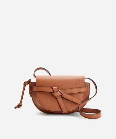 Loewe Mini Gate Leather Dual Cross-body Bag In Tan