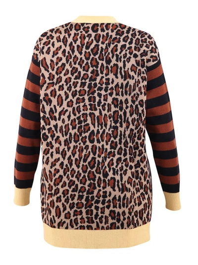 Shop Msgm Leopard Print Cardigan In Multi