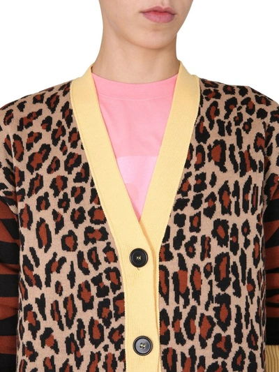Shop Msgm Leopard Print Cardigan In Multi