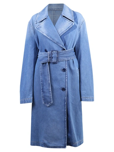 Shop Mm6 Maison Margiela Belted Denim Coat In Blue