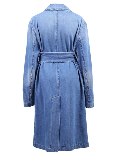 Shop Mm6 Maison Margiela Belted Denim Coat In Blue