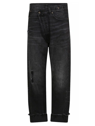 Shop R13 Crossover Cropped Jeans In Black