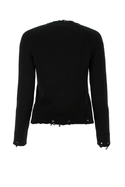 Shop Saint Laurent Distressed Crewneck Sweater In Black