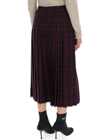 Shop Burberry D Ring Checked Pleated Skirt In Multi