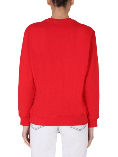 Shop Msgm Logo Embroidered Sweatshirt In Red