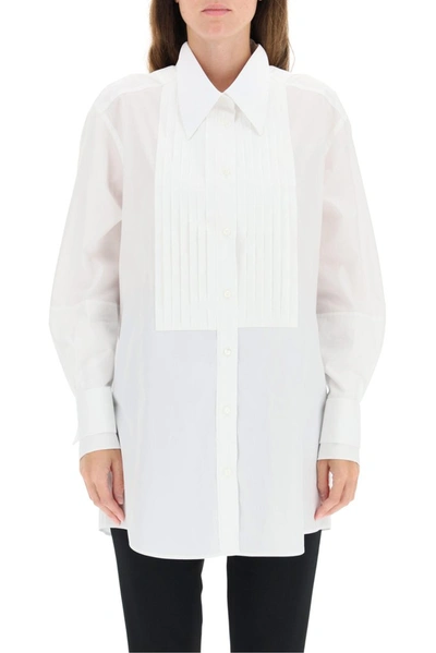 Shop Dolce & Gabbana Poplin Tuxedo Shirt In White