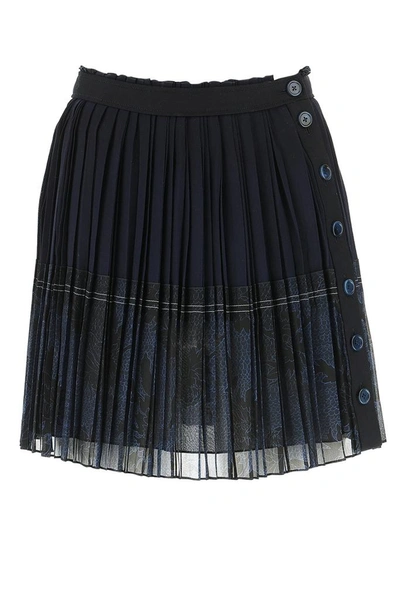 Shop Chloé Pleated Mini Skirt In Navy