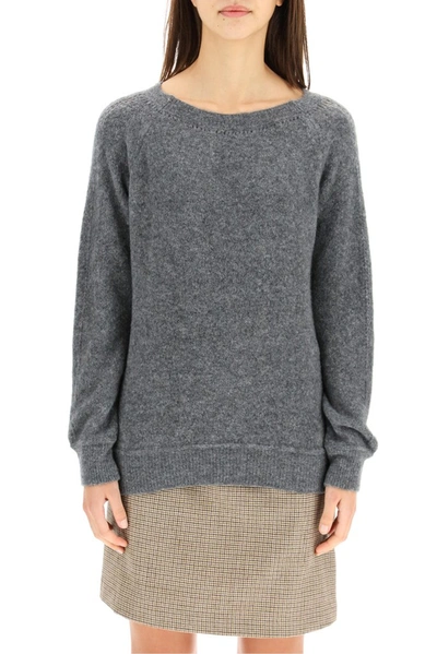 Shop Apc A.p.c Laya Crewneck Knit Sweater In Grey