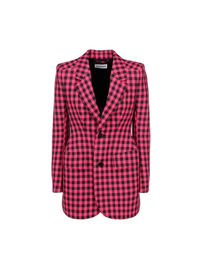 Shop Balenciaga Checked Tailored Blazer In Pink