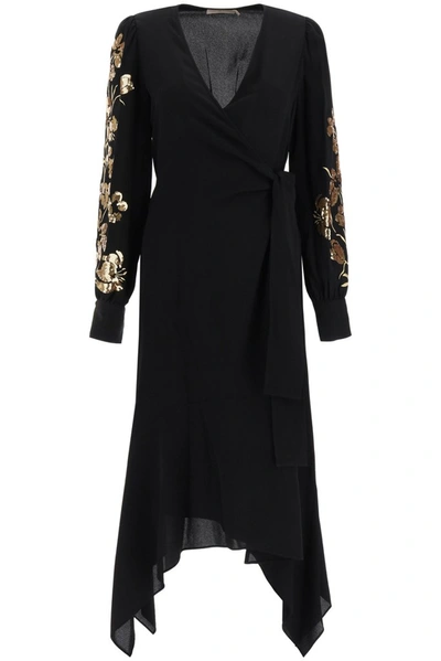 Shop Tory Burch Embroidered Wrap Dress In Black