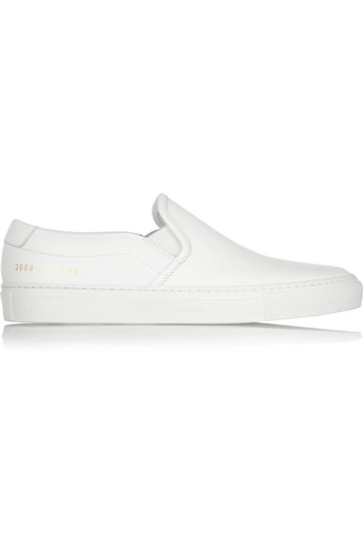 Shop Common Projects Leather Slip-on Sneakers In White