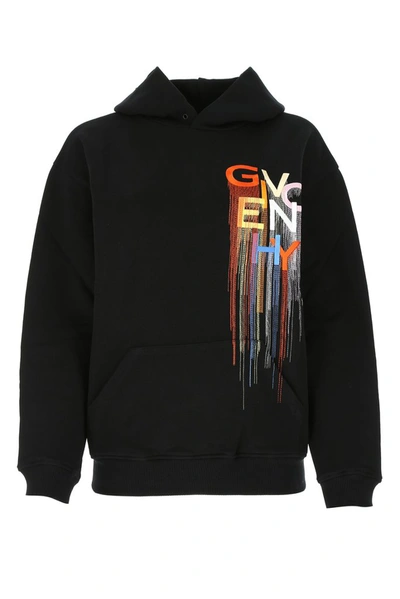 Shop Givenchy Logo Embroidered Hoodie In Black