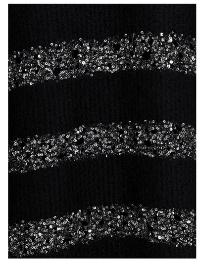 Shop Saint Laurent Sequin Striped Knitted Dress In Black