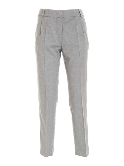 Shop Weekend Max Mara Slim Fit Pants In Grey