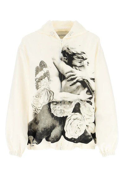 Shop Valentino X Undercover Printed Hooded Jacket In Bianco