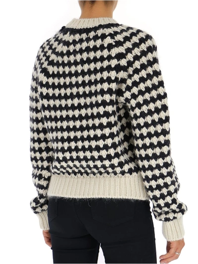 Shop Saint Laurent Geometric Knit Sweater In Multi