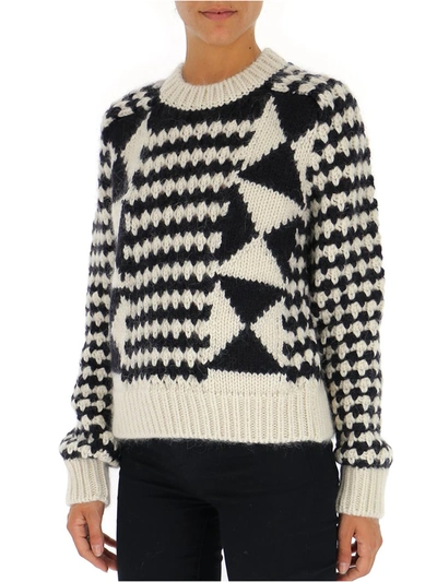 Shop Saint Laurent Geometric Knit Sweater In Multi