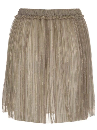 Shop Isabel Marant Étoile Metallic Pleated Mini Skirt In Beige
