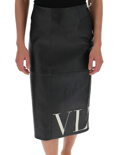 Shop Valentino Vltn Logo Print Pencil Skirt In Black