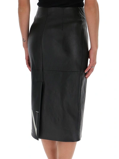 Shop Valentino Vltn Logo Print Pencil Skirt In Black