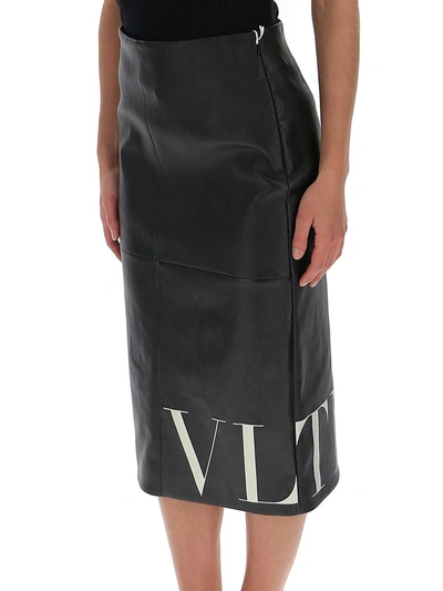 Shop Valentino Vltn Logo Print Pencil Skirt In Black