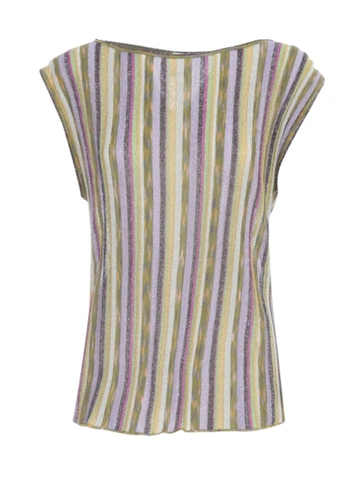 Shop M Missoni Glitter Striped Sleeveless Top In Multi