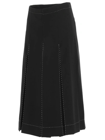 Shop Maison Margiela Stitching Detail Midi Skirt In Black