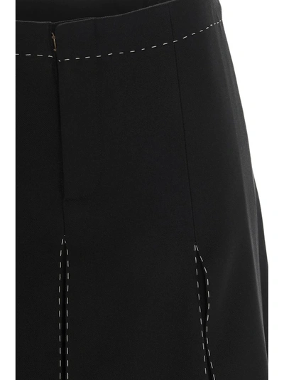Shop Maison Margiela Stitching Detail Midi Skirt In Black