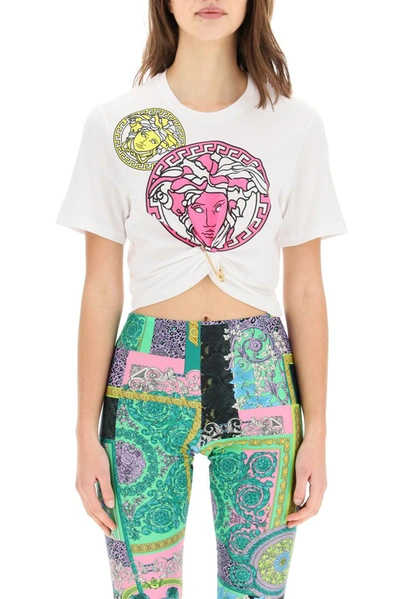 Shop Versace Medusa Amplified Cropped T In White