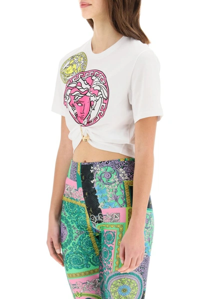 Shop Versace Medusa Amplified Cropped T In White