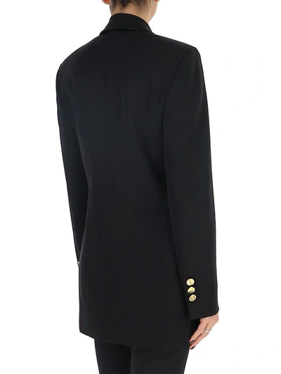 Shop Versace Double Breasted Blazer In Black